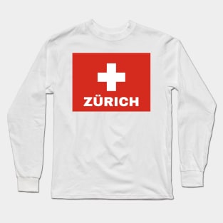 Zürich City in Swiss Flag Long Sleeve T-Shirt